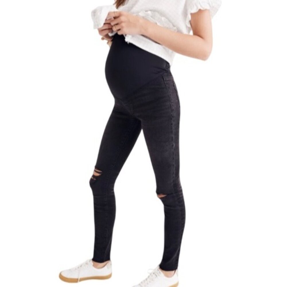 Madewell Women's Belly p Maternity Over-the-Belly Skinny Jeans Size 27 Black Sea